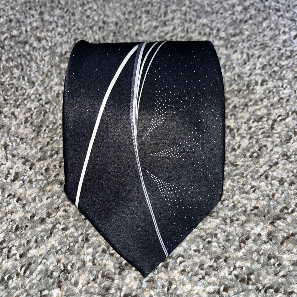 Vitaliano Pancaldi Silk Tie Black Grey White Abstract Geometric Made in Italy